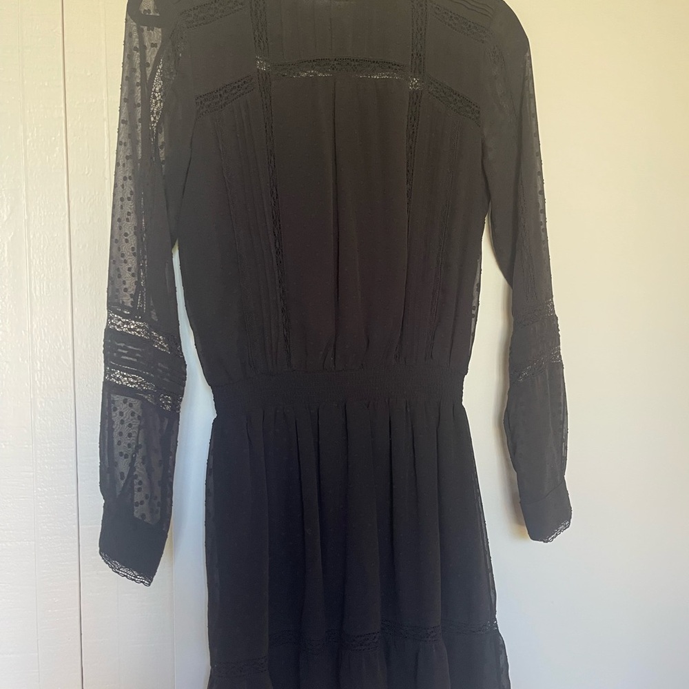 Sezane Black Long Sleeve Dress